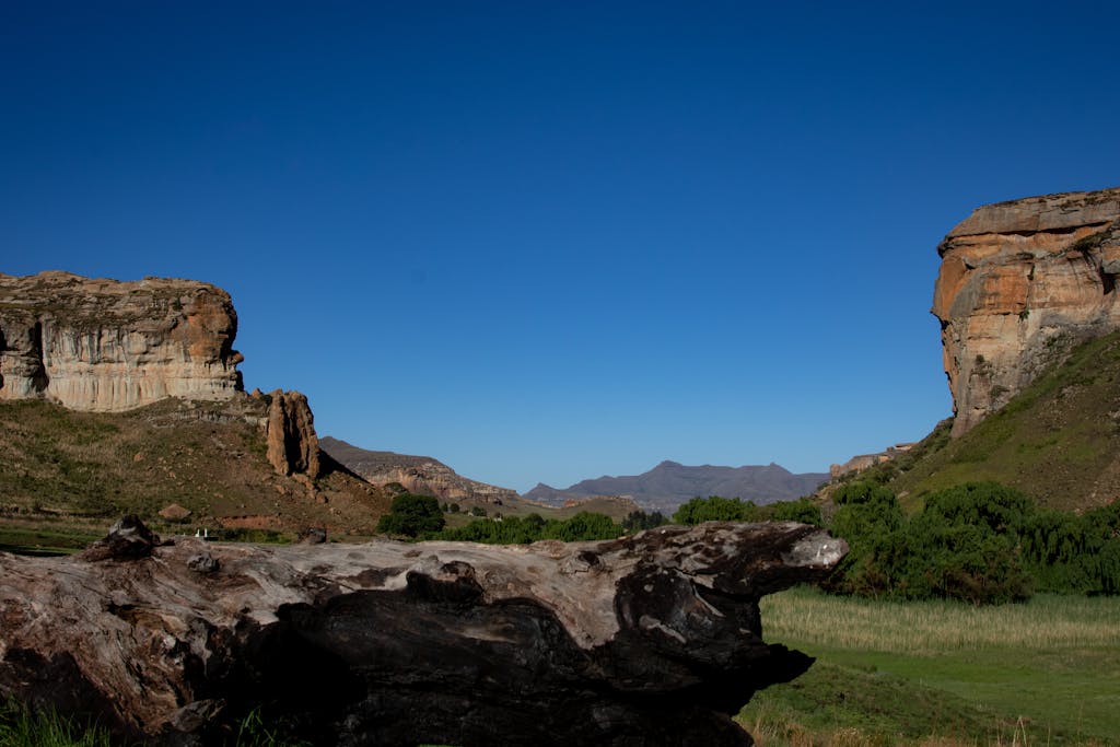 Stunning view of rock formations at Golden Gate Highlands in South Africa, showcasing natural beauty.